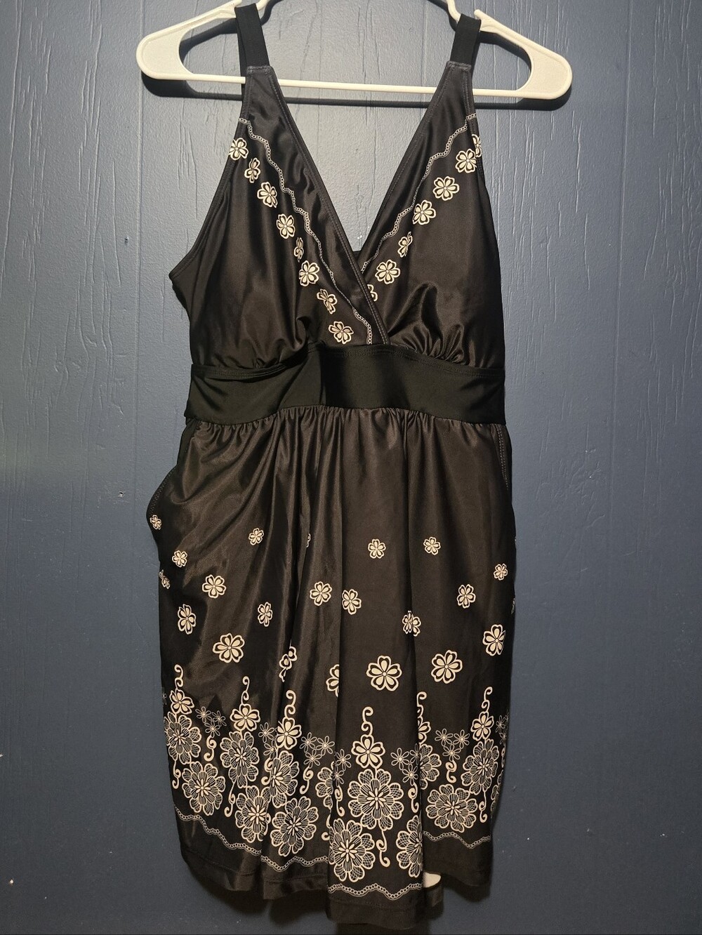 Bloomchic Black Floral V-Neck Women's Bathing Suit